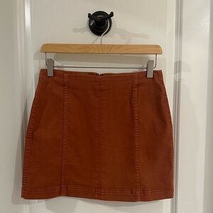 Retro Copper Denim Miniskirt - stretch
